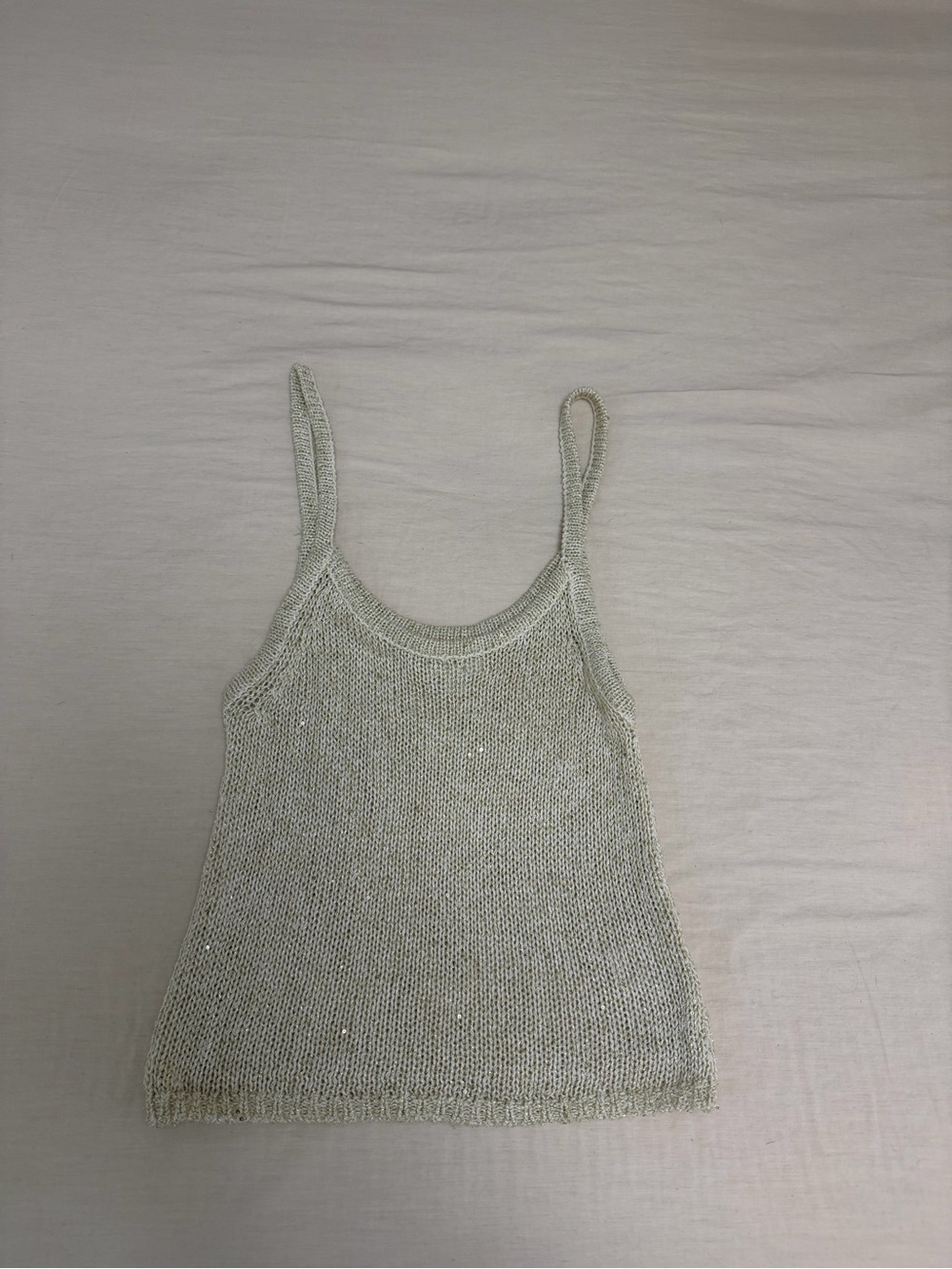 La Hearts Light Sage Knit Camisole with Sparkle